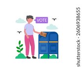 Convenient Mail In Voting Process Vector Illustration