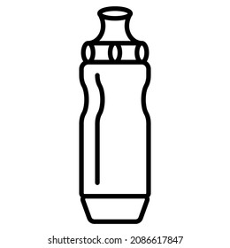 A convenient thermal bottle for hot drinking outside. Thermal vessel, thermos for sports, tourism, travel. camping. Vector icon, outline, isolated