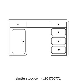 convenient workplace. the modern desk is isolated on a white background. Vector illustration in a linear style.
