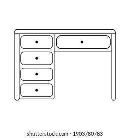 convenient workplace. the modern desk is isolated on a white background. Vector illustration in a linear style.