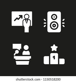 convention icon. 4 convention set with lectern, speaker, podium and presentation vector icons for web and mobile app