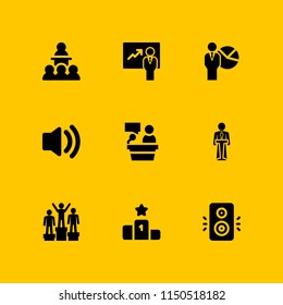 Convention Icon. 9 Convention Set With Podium, Lectern, Conference And Speaker Vector Icons For Web And Mobile App