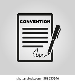 Convention icon. Contract and signature, pact, accord, agreement symbol. Flat Vector illustration