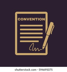 Convention icon. Contract and signature, pact, accord, agreement symbol. Flat Vector illustration