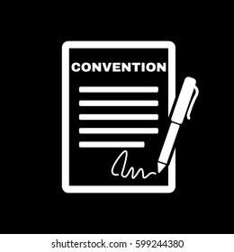 Convention icon. Contract and signature, pact, accord, agreement symbol. Flat Vector illustration