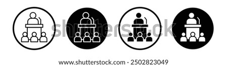 Convention vector icon set black filled and outlined style.