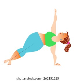 Conventional bit thick woman does yoga. Health care and spiritual