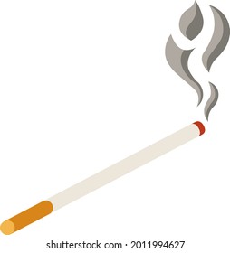 Conventional cigarettes are widely used by people. cigarette lit with fire. cigarette with smoke.