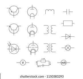 Conventional symbols in electrical circuits. 