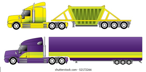 Conventional trucks with reefer and dump trailers