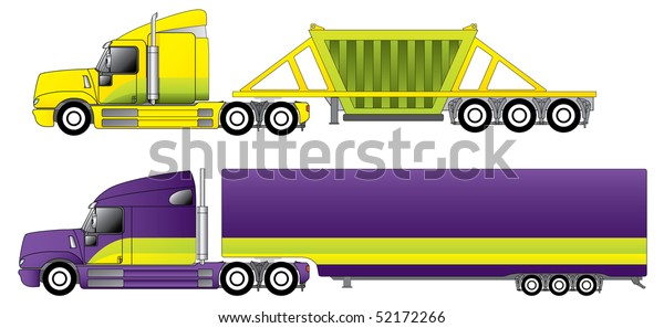 Conventional trucks\
with reefer and dump\
trailers