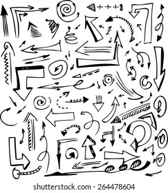 conventional vectorl hand drawn arrows