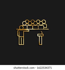 Conventions, meeting, people gold icon. Vector illustration of golden icon