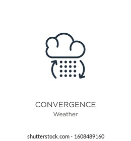 Convergence icon. Thin linear convergence outline icon isolated on white background from weather collection. Line vector sign, symbol for web and mobile