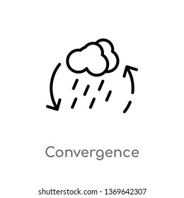 convergence vector line icon. Simple element illustration. convergence outline icon from weather concept. Can be used for web and mobile