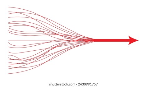 Converging arrows infographic vector illustration.