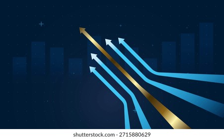 Las flechas convergentes que se mueven hacia atrás simbolizan el trabajo en equipo, la innovación y el crecimiento empresarial escalable. flechas tendencias positivas del mercado. Ilustración vectorial