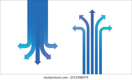 Diseño de Vector de flecha convergente y divergente