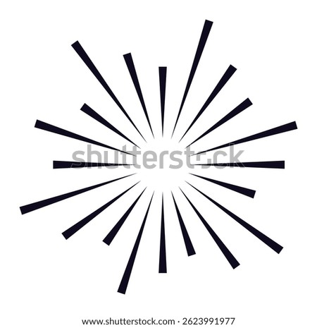 Converging lines radiate outward from a central point, creating a dynamic starburst effect that symbolizes energy, light, and explosive motion in a visually striking design