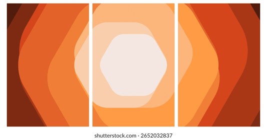 Converging Warmth: Laranja em camadas e formas castanho-avermelhadas - Envolvendo fundo abstrato para o design.