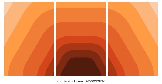 Converging Warmth: Laranja em camadas e formas castanho-avermelhadas - Envolvendo fundo abstrato para o design.