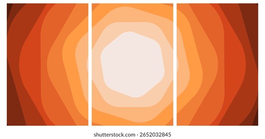 Converging Warmth: Laranja em camadas e formas castanho-avermelhadas - Envolvendo fundo abstrato para o design.