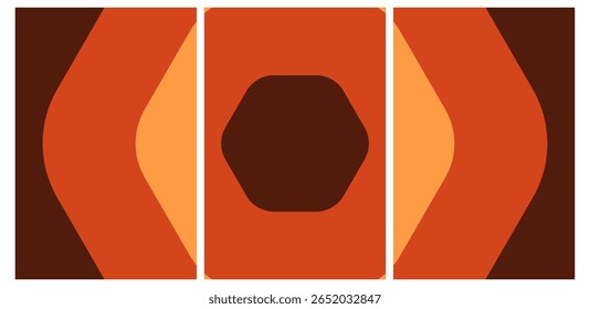 Converging Warmth: Laranja em camadas e formas castanho-avermelhadas - Envolvendo fundo abstrato para o design.