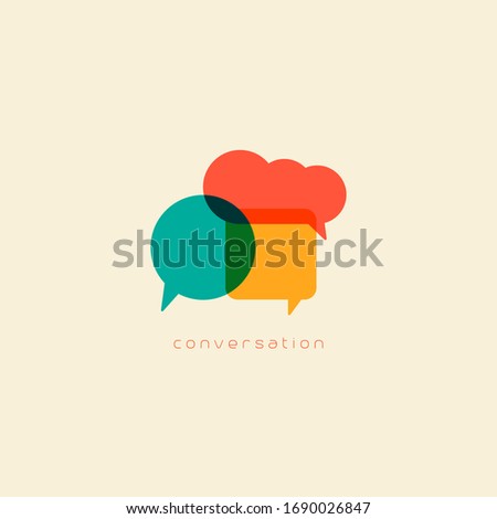 Conversation. Abstract dialogue. Flat Speech Bubbles. Different shapes. Blank empty clouds. Colorful Vector isolated Illustration. Cartoon Comic style. Simple, minimal design. 