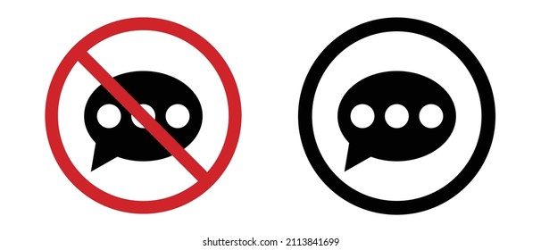 Juego de iconos de prohibición de conversación y de llamada de conversación. Vectores.
