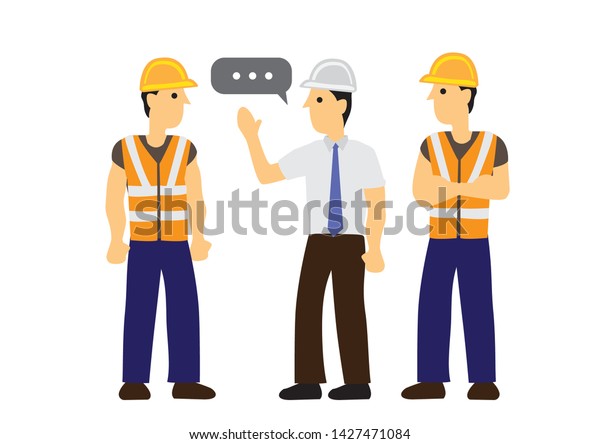 Conversation Between Foreman His Construction Workers Stock Vector ...