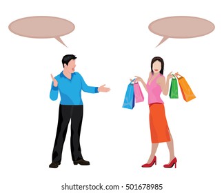 conversation between man and lady vector design
