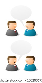 Conversation between two avatars, cartoon illustration