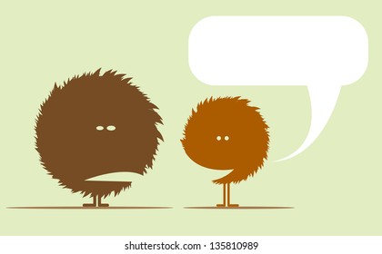 conversation between two hairy monsters