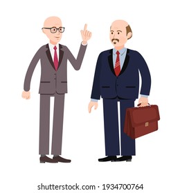 A conversation between two men. Vector image of men who argue. Illustration for animation. All the details are on separate layers. Editable strokes.