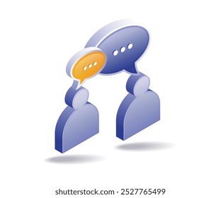 Conversation between two people flat isometric illustration