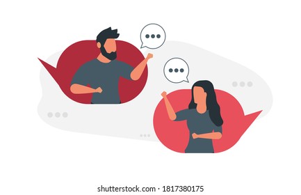 A conversation between two people, a man and a woman. Social media concept vector illustration