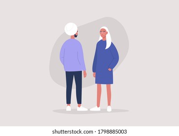 A conversation between two young characters, daily routine, a communication concept