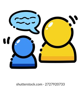 Icono de burbuja de conversación que muestra la comunicación entre los usuarios para plataformas de chat, discusión y mensajería para reproducción de medios, tutoriales, aprendizaje en línea y plataformas de contenido digital.