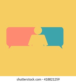 Conversation bubbles with a human sillouette