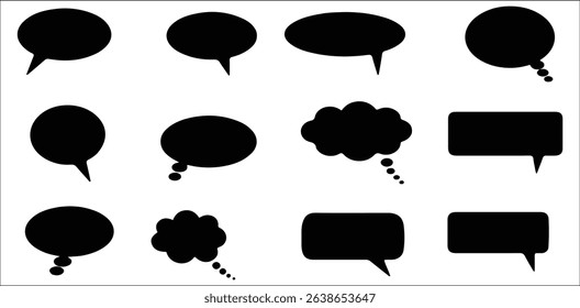 Conversation Bubbles: Silhouetted speech bubbles on display, ready to communicate, designed to evoke the art of dialog.