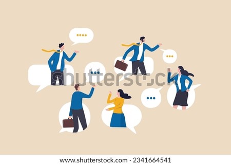 Conversation or business discussion, meeting, talk or chat together, group talk or communication dialog, message or speaking concept, business people coworker having conversation on speech bubble.