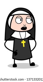 Conversation - Cartoon Nun Lady Vector Illustration﻿