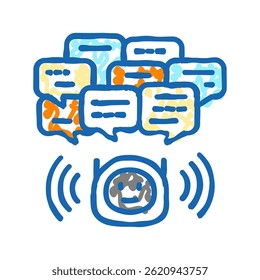 conversação chat bot ícone doodle esboço vetor. conversação bate-papo bot sinal. símbolo isolado ilustração