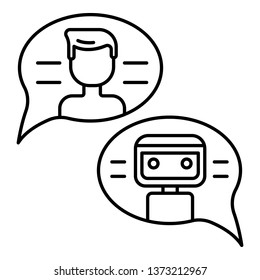 Conversation with chat bot icon. Outline conversation with chat bot vector icon for web design isolated on white background