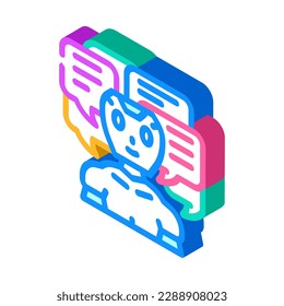 vector de icono isométrico de chat bot de conversación. signo de bot de chat de conversación. ilustración de símbolo aislado