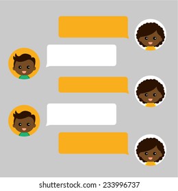 Conversation chat bubble with cute cartoon character profile 