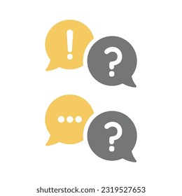 Conversation chat bubble with exclamation and question mark. Help and FAQ, communication and talking balloon vector icon set.