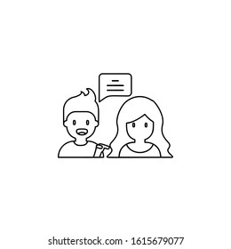 conversation, chat, couple icon. Simple thin line, outline vector of friendship icons for ui and ux, website or mobile application