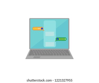 Conversation, chat or conversation on the laptop screen