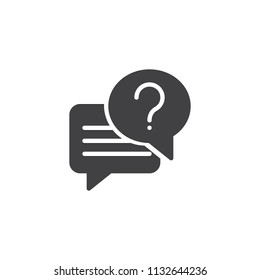 Conversation chat vector icon. filled flat sign for mobile concept and web design. Dialogue with question mark simple solid icon. FAQ Symbol, logo illustration. Pixel perfect vector graphics